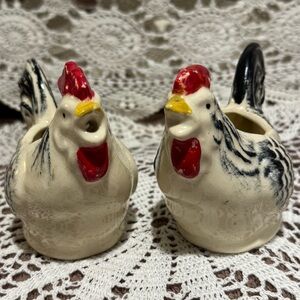 Vintage Ceramic Rooster Creamer and Sugar Bowl